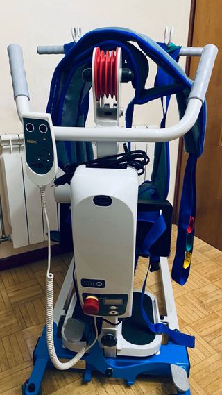 Grúa eléctrica con arnés