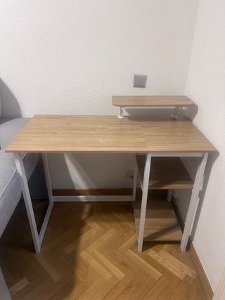 Scrivania da ufficio in legno e bianco