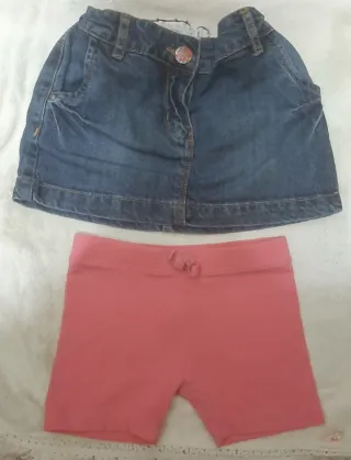 Falda vaquera y short niña T4