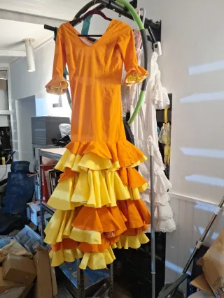 Vestido Flamenca Naranja y Amarillo