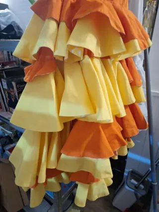 Vestido Flamenca Naranja y Amarillo