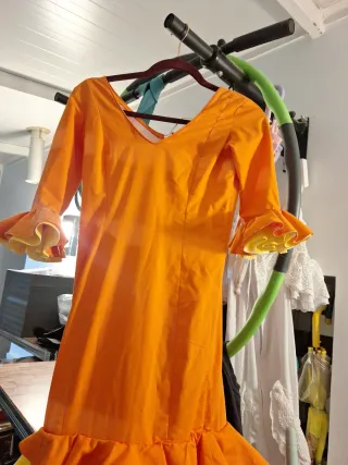 Vestido Flamenca Naranja y Amarillo