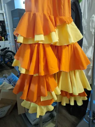 Vestido Flamenca Naranja y Amarillo