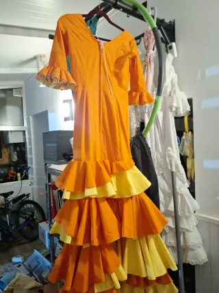 Vestido Flamenca Naranja y Amarillo