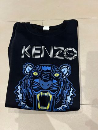 Sudadera Kenzo Negra con Tigre Azul