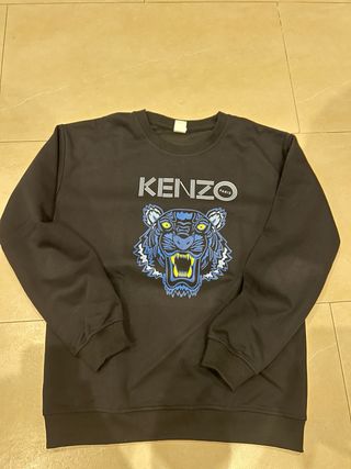Sudadera Kenzo Negra con Tigre Azul