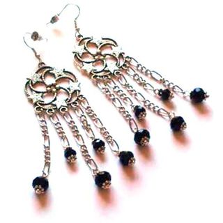 Pendientes Candelabro con cristales Azul Oscuro