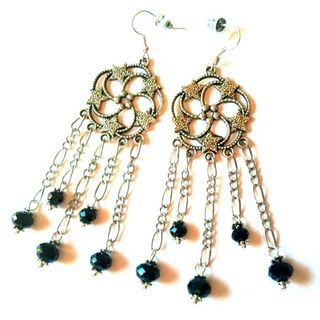 Pendientes Candelabro con cristales Azul Oscuro