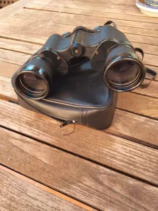 Prismáticos negros con funda