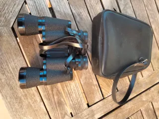Prismáticos negros con funda