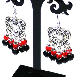 Pendientes Candelabro cristales negros y rojos