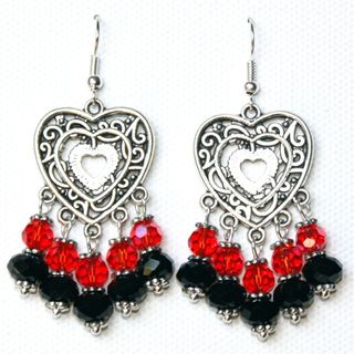 Pendientes Candelabro cristales negros y rojos