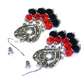Pendientes Candelabro cristales negros y rojos