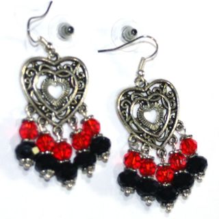 Pendientes Candelabro cristales negros y rojos