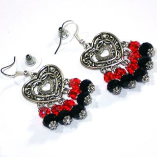 Pendientes Candelabro cristales negros y rojos
