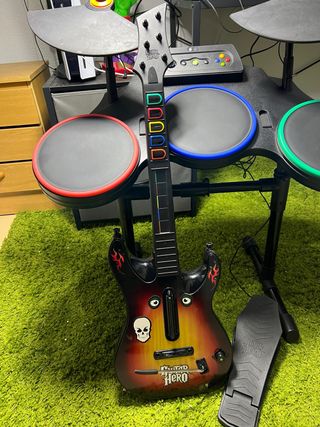 Batería y Guitarra Xbox 360 Guitar Hero