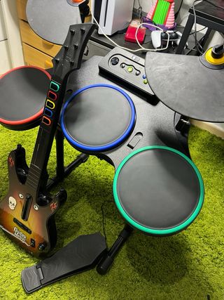 Batería y Guitarra Xbox 360 Guitar Hero