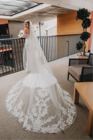 Velo de Novia Largo Encaje con pedreria