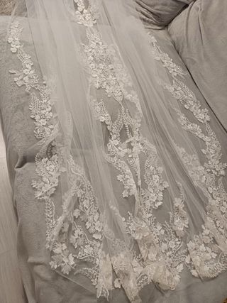 Velo de Novia Largo Encaje con pedreria
