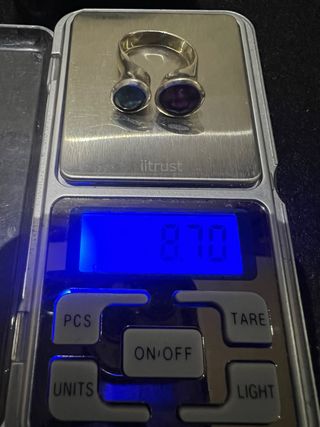 Anillo Plata Amatista y Topacio Azul