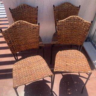 4 Sillas Mimbre y Metal