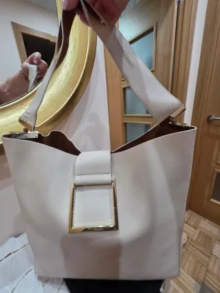 Bolso Purificación García Beige y Dorado