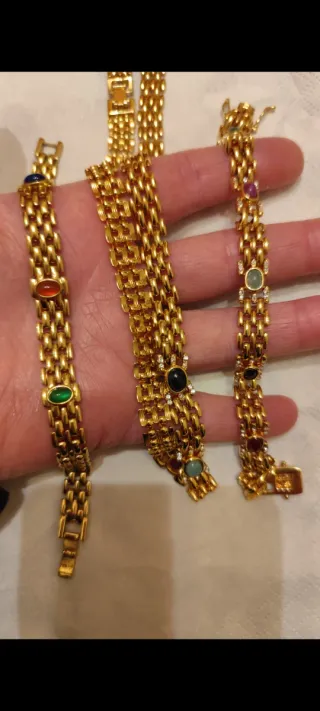 Collar y dos pulseras oro 18 k liminado