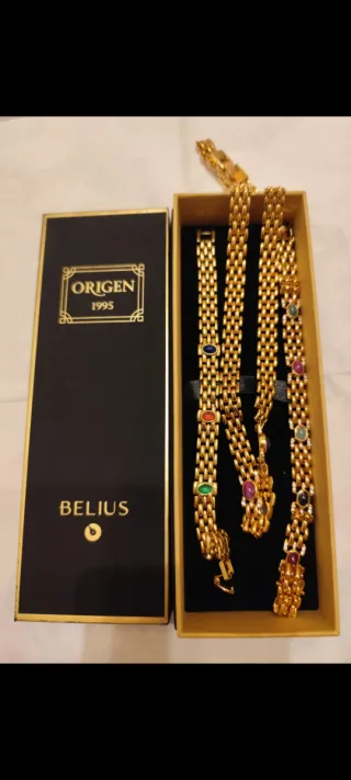 Collar y dos pulseras oro 18 k liminado