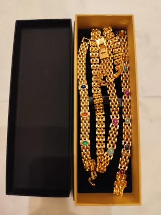 Collar y dos pulseras oro 18 k liminado