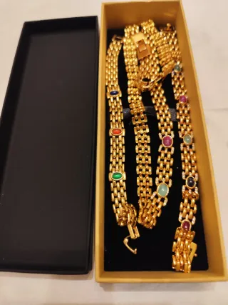 Collar y dos pulseras oro 18 k liminado