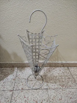 Paragüero de forja blanco