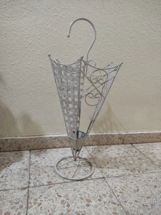 Paragüero de forja blanco