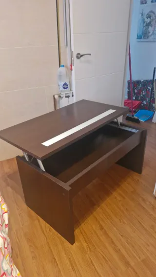 Tavolo ausiliario in legno e vetro sollevabile