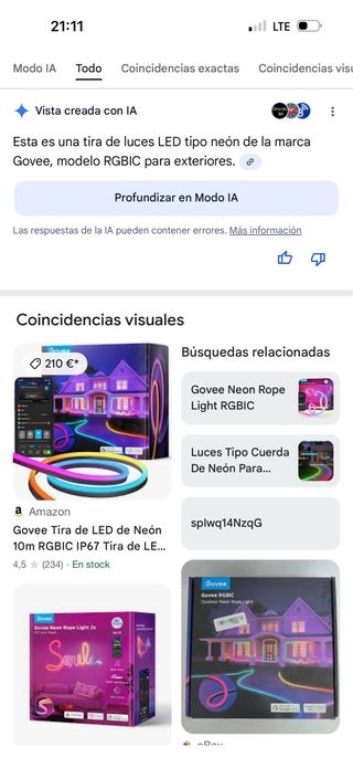 Tira LED Neón Govee RGBIC Exterior 10m