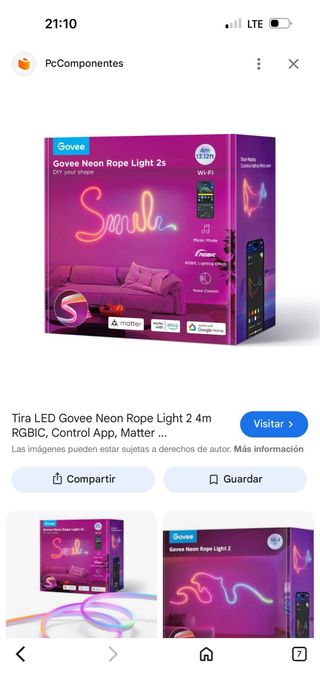 Tira LED Neón Govee RGBIC Exterior 10m
