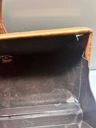 Borsa Gucci Vintage Pochette Monogram Marrone Oro