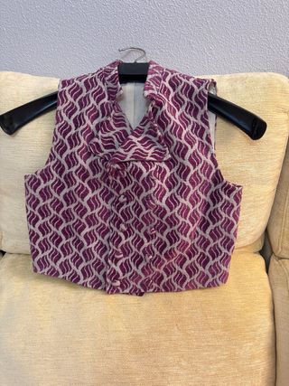 Chaleco fallero niño estampado morado y blanco