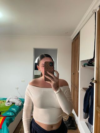 Top blanco manga larga