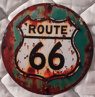 Póster Metal Vintage Desgastado "Ruta 66"