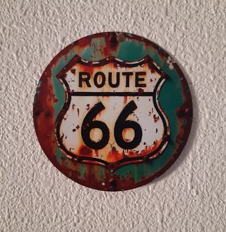 Póster Metal Vintage Desgastado "Ruta 66"