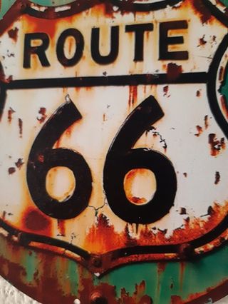 Póster Metal Vintage Desgastado "Ruta 66"