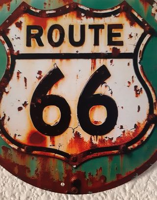 Póster Metal Vintage Desgastado "Ruta 66"