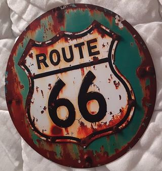 Póster Metal Vintage Desgastado "Ruta 66"