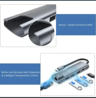 Hub USB C Vemont 5 en 1 Aluminio Tipo C H