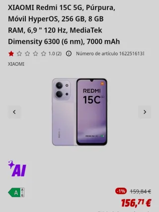 Xiaomi Redmi 15C 5G Púrpura 256GB 8RAM