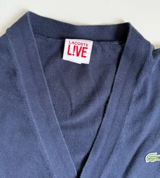 Lacoste L!VE Navy Blue Cotton & Silk Cardigan XS