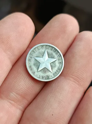 Moneda 10 Centavos Cuba 1915 Plata