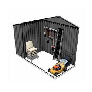 Caseta jardín metálica con leñero 278x127x195 cm (3,53 m²) Toronto gris