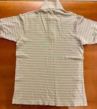 Polo Lacoste Beige Righe Bianche