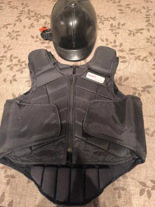 Chaleco y casco Hípica Oxilane Soft Touch Negro